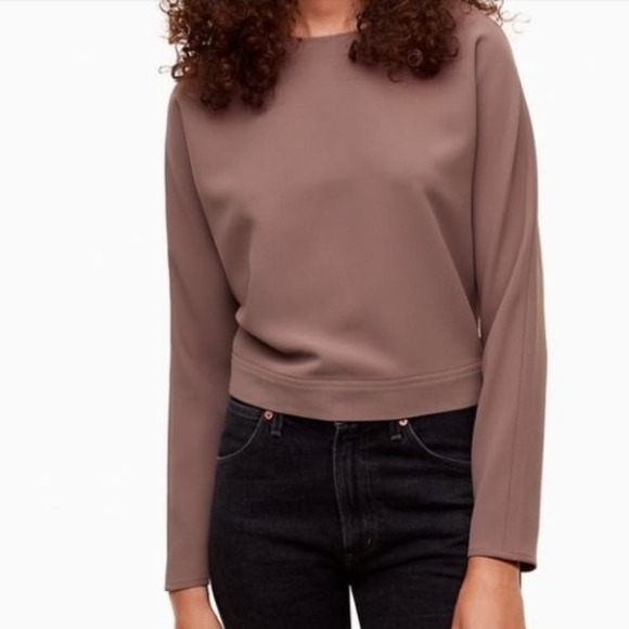 OLD - WILFRED Laon Blouse Open Back Tie Back Taupe Mauve Small Aritzia - Picture 2 of 12